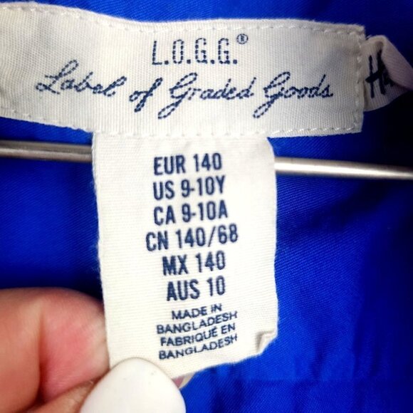 H&M Kids Long-Sleeved Button Down Shirt Boys 9-10Y Bright Blue - Picture 5 of 12